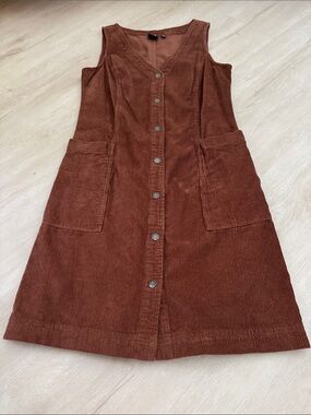 GAP 100% Cotton Rust Corduroy Button-Front Mini Dress